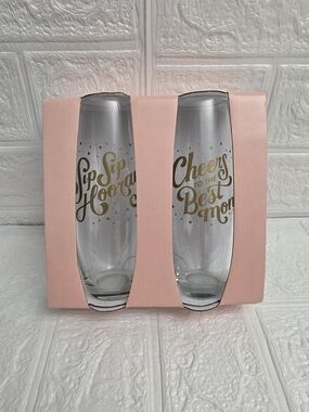 Spritz Best Mom Champagne Flute Set 2 Glasses 9.6oz Gift, New